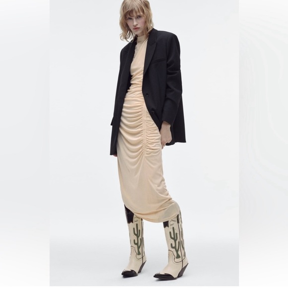 Zara cowboy boots cactus knee high heels western south western cowgirl - Picture 10 of 12